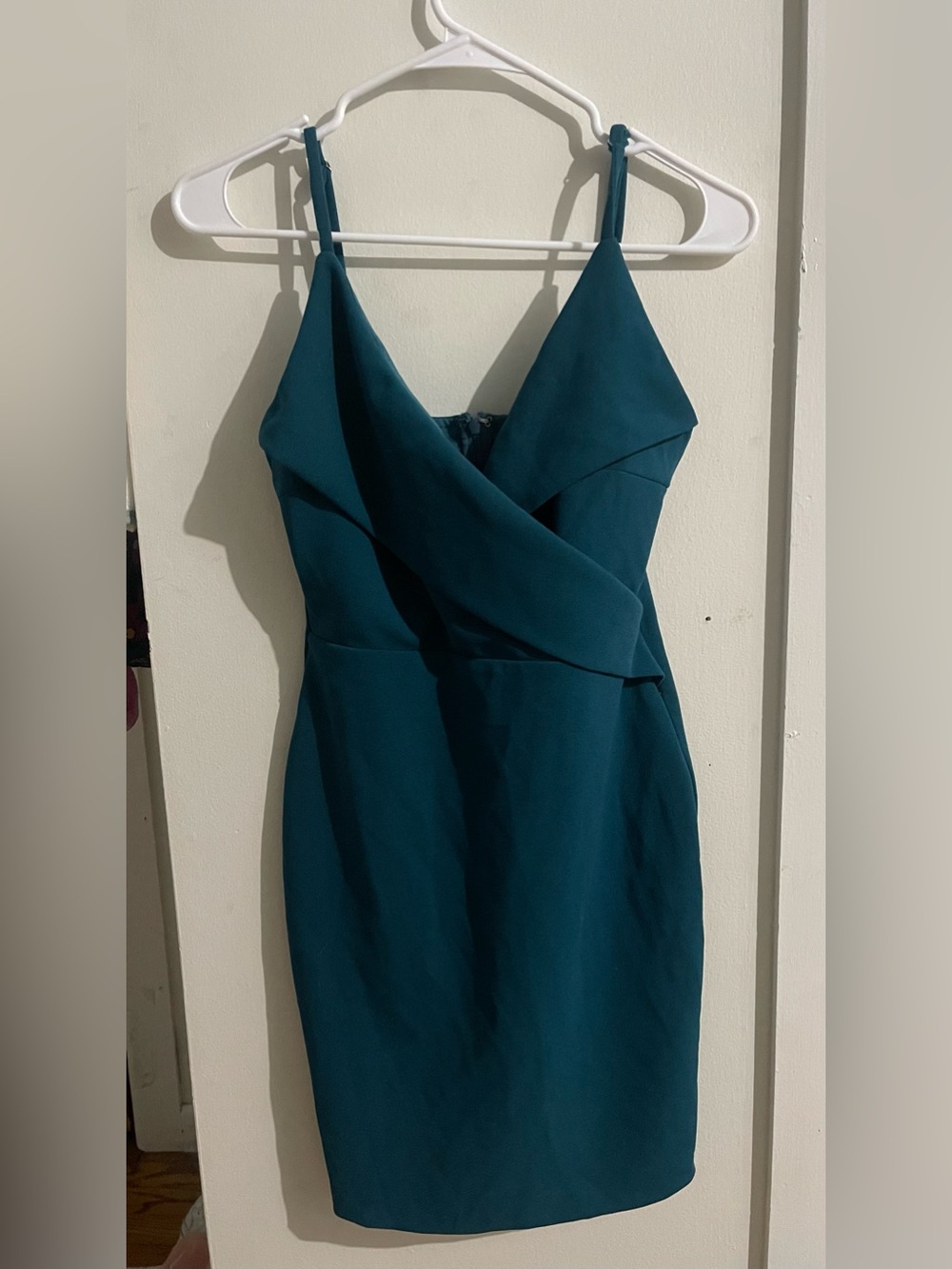 Lulu's Teal V-Neck Wrap Bodice Mini Dress